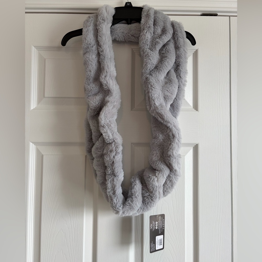 Gray Faux Fur Infinity Scarf